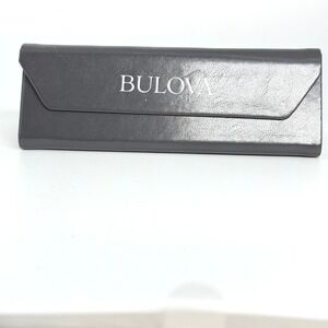 Bulova Gray Faux Leather Glasses Case Holder Box Storage